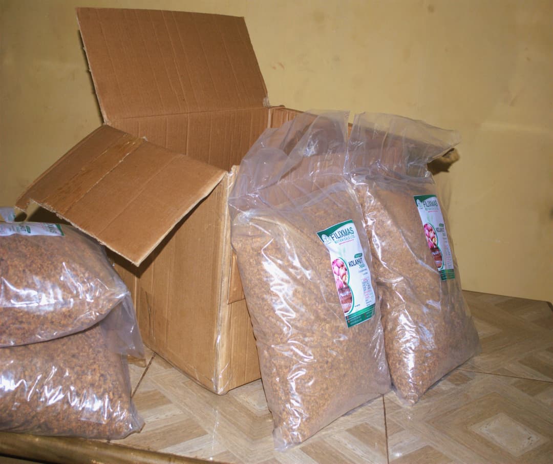 A batch of Cola acuminata (Kolanut) seed cuts during packaging